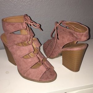 Open bootie heels